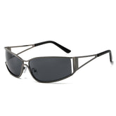 (6 PACK) Wholesale Sunglasses Hollow New Arrival Vintage Unique Street Women 2024 - BulkSunglassesWholesale.com - Gunmetal Frame Black Lens